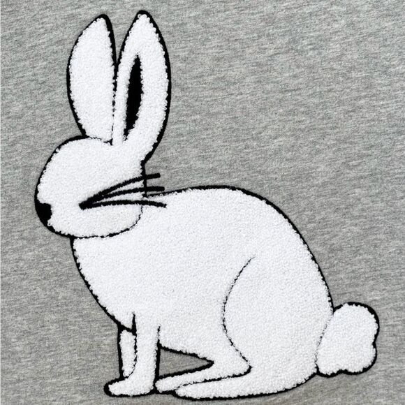 Monica + Andy Long Sleeve Gray White Bunny Pullover Organic Sweatshirt. Small. - Picture 2 of 8